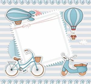 Blue cartoon border PPT background image