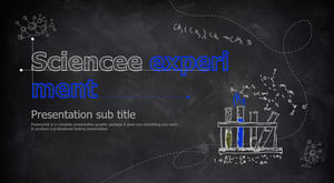 Modèle de didacticiel PPT d'expérience de chimie de science dessiné à la main de craie de tableau bleu