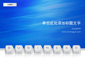 Blue computer keyboard commercial PPT template download