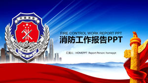 Blue fire work melaporkan template PPT