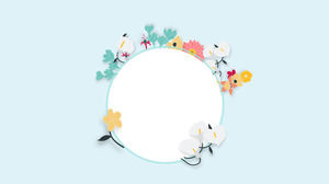 bunga art segar gambar latar belakang PPT sederhana biru