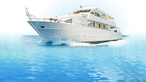 Blue sky cruise ship PPT background picture
