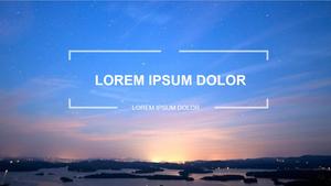 Blue sunrise landscape PPT template