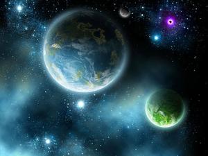 Blue universe sky planet PPT background picture