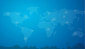 image de ville carte du monde bleu silhouette affaires PPT fond