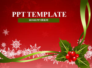 明るいお祝いの赤い背景のクリスマスPowerPointのテンプレートをダウンロード