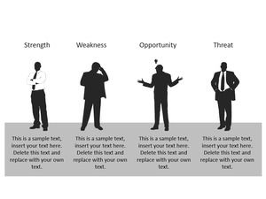 Business people silhouette SWOT analysis PPT template