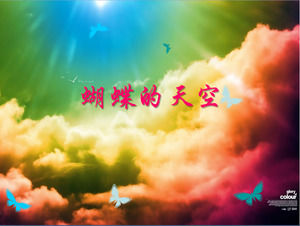 Butterfly sky, blooming love PPT background picture download