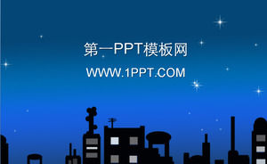 Cidade dos desenhos animados céu noturno fundo modelo de PPT de download