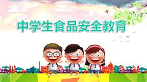Cartoon style campus middle school student food safety education PPT template