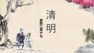 Çin tarzı Ching Ming Festivali tema PPT şablonu