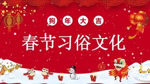 Chinese style festive Chinese New Year traditional custom culture PPT template