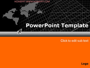 Klasik hitam dunia oranye peta PPT Template
