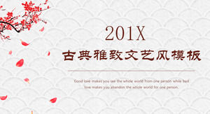 Classic Chinese style PPT template for dynamic plum background free download