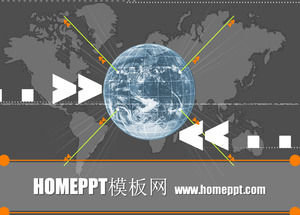 經典的灰色地球背景PPT模板下載