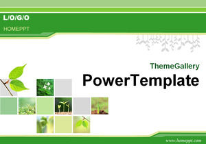Classic green plant background PPT template download