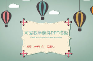Color Cartoon Hot Air Balloon Background for Children Education Training PPT Template