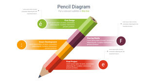 Diagramme PPT à quatre colonnes avec crayon de couleur