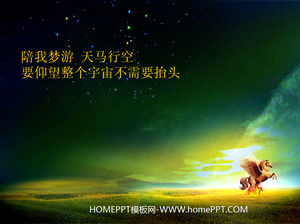Colorful sky flying under the horse PowerPoint background template