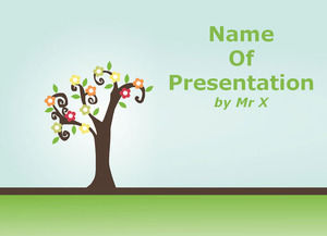 五颜六色的蜡笔树的PowerPoint模板