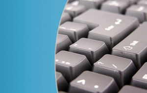 Computer Keyboard with Blue Pattern powerpoint template
