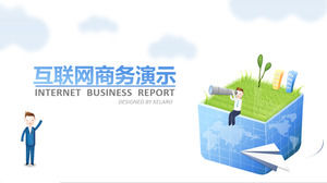 Cute cartoon elements internet business work report ppt template