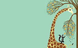 Cute cartoon giraffe PPT background picture
