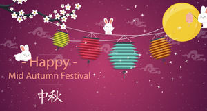 Cute cartoon Mid-Autumn Festival greeting card PPT template