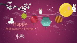 Cute cartoon Mid-Autumn Festival greeting card PPT template