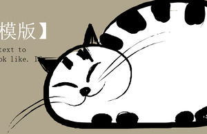 Dibujado a mano lindo gato fondo dibujos animados plantilla PPT