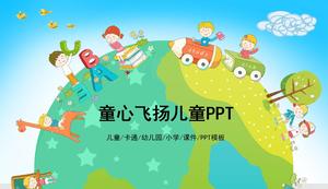 Cute happy cartoon children PPT template