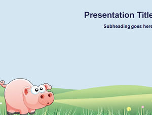Симпатичные вектор мультфильм свинья шаблон PPT
