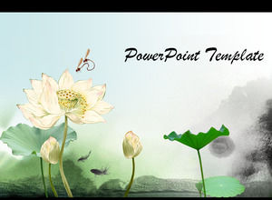 Delicată eleganță de lotus frunze de cerneală stil chinezesc șablon ppt