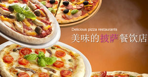 Delicious pizza PPT template, catering PPT template télécharger