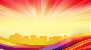 Dynamic dazzling city silhouette PPT background picture