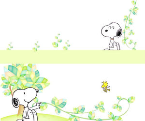 Elegant cartoon puppy vines foliage PPT background picture