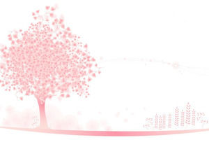 Gambar latar belakang PPT pohon merah muda yang elegan