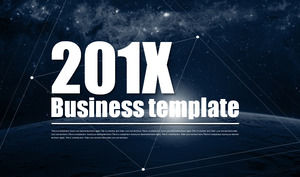 European and American business PPT template with blue cosmic sky background