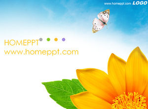 bunga indah latar belakang kupu-kupu PPT Template Download