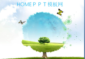 Exquisite natural scenery PPT template download
