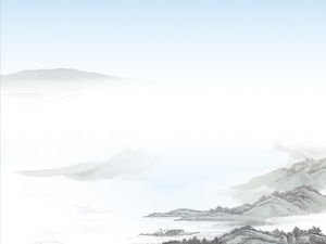 远山云中国画PPT背景图片