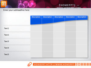 Five rows of five columns of structure of the PPT data table download