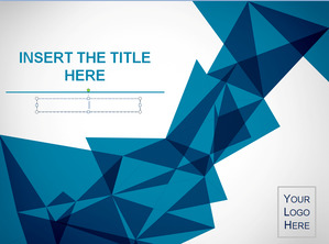 Foreign blue origami background art design PowerPoint template;