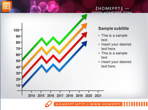 baris empat warna dengan grafik panah PPT