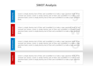 أربعة مواضع SWOT تحليل مربعات النص PPT