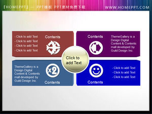 Cuatro partes del material de cuadro de texto tridimensional PPT