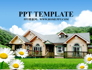 Segar pastoral villa latar belakang Korea geser Template Download