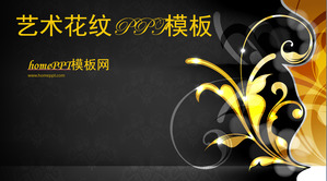 Golden Pattern Background Art Design PPT Template Download