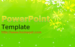 Green background flowers PPT template download