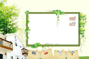 綠色植物景觀PPT邊框背景圖片